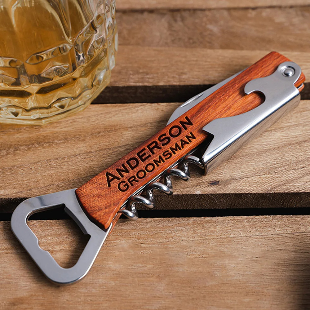 Woodworking Logos - Spersonalizowane logo Korkociąg z drewnianą rączką