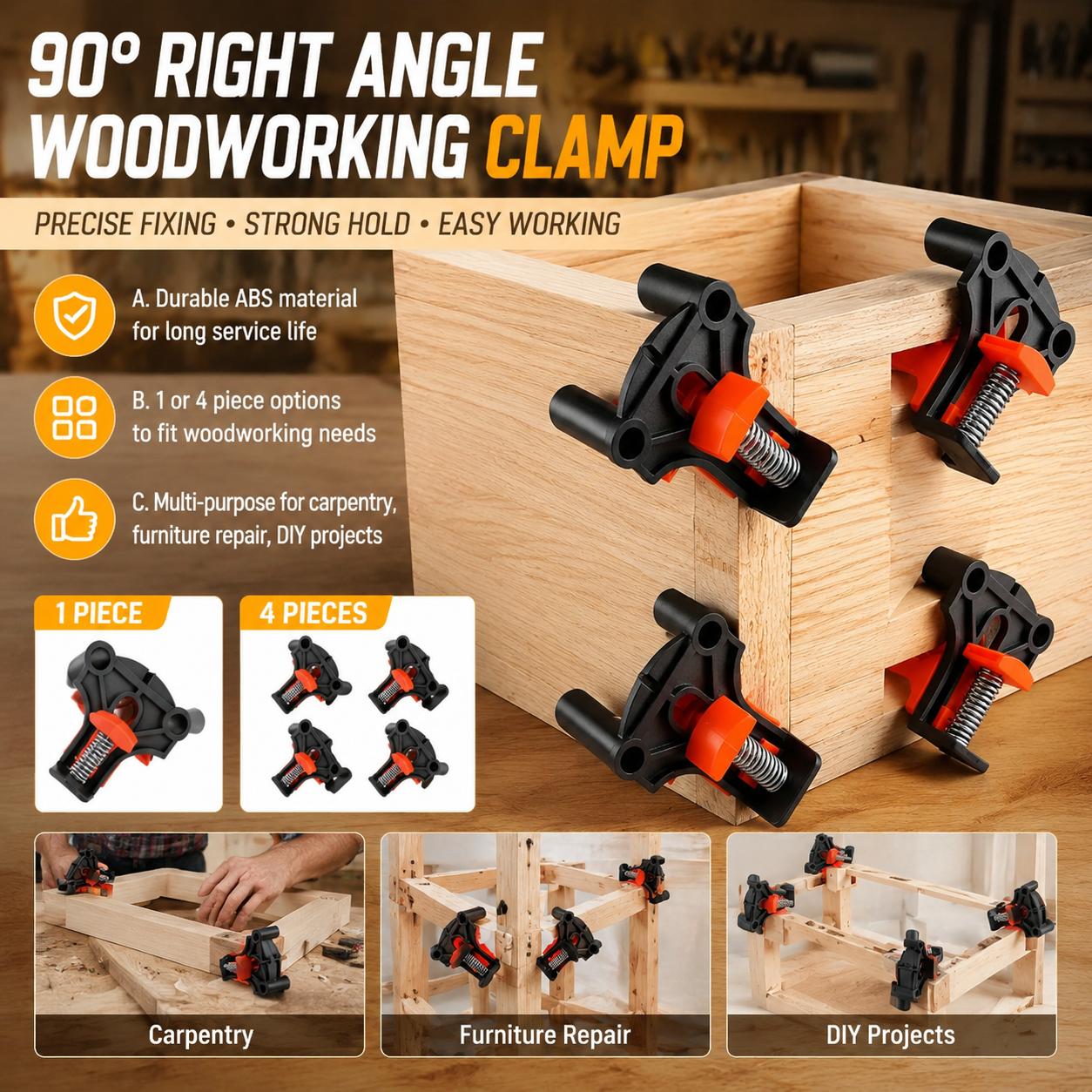 Woodworking Right Angle Clamp - Profesjonalny zestaw do obróbki drewna: zaciski