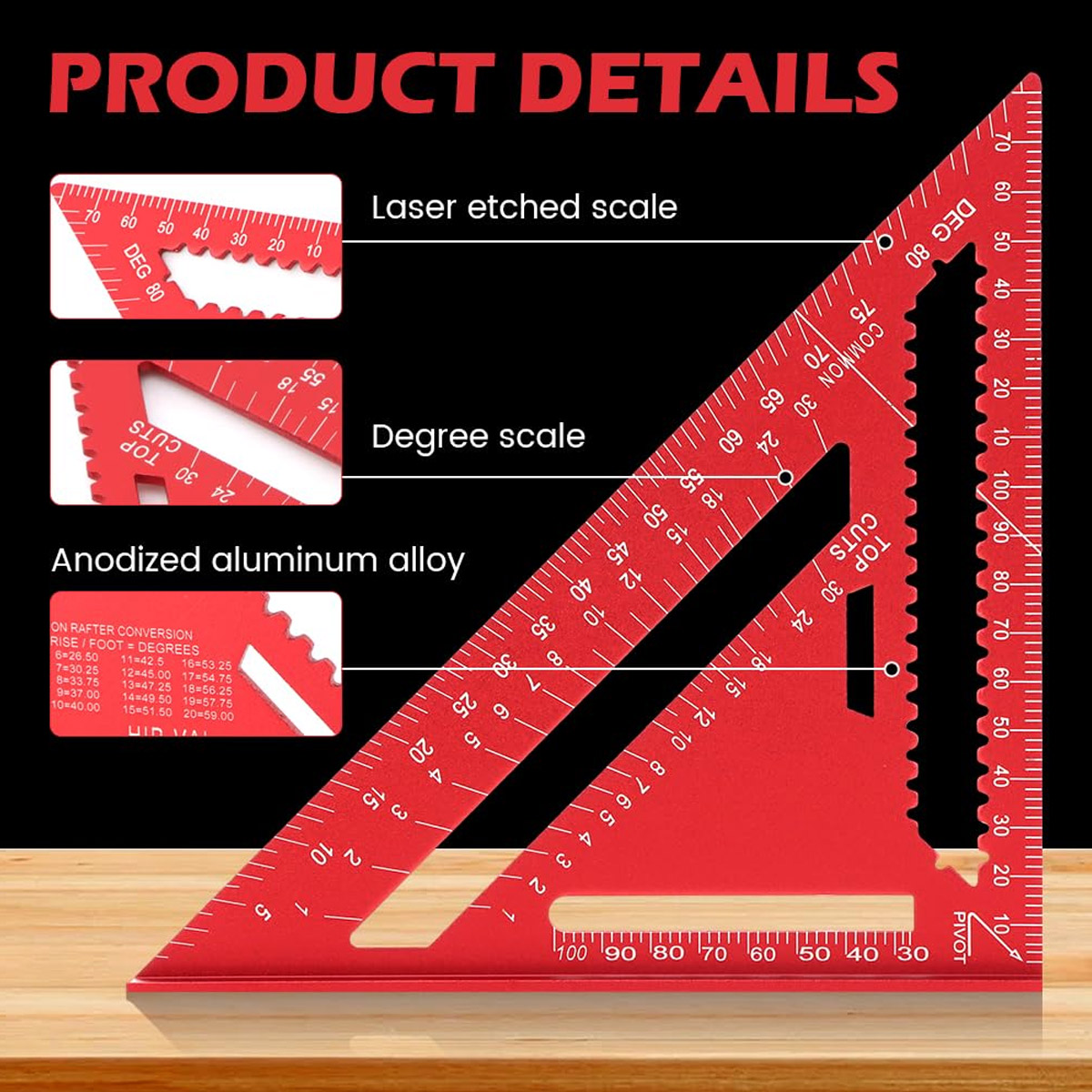 Kątownik ze stopu aluminium, p – Woodworking Ruler recenzja i cena