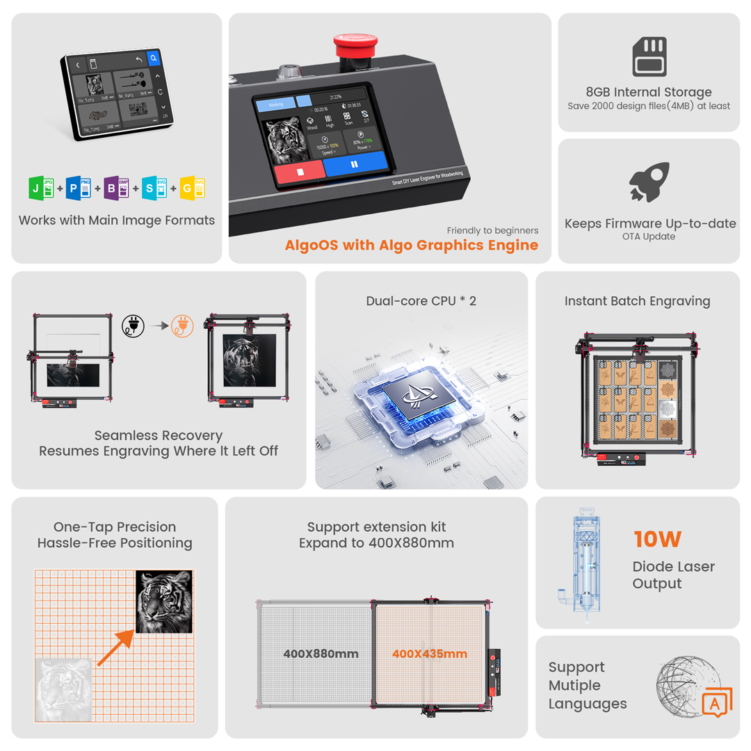 AlgoLaser DIY KIT MK2 10W Lase – Woodworking Logos recenzja i cena